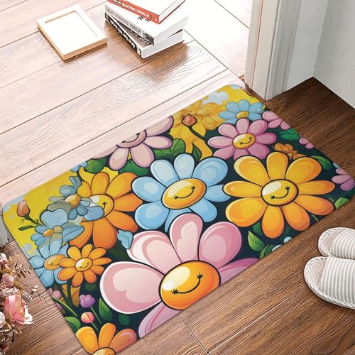 Fußmatte für den Innen- und Außenbereich, 40,6 x 61 cm, rutschfeste Willkommens-Fußmatten, waschbare Bodenmatte, Cartoon-niedliche Blumen, Türteppiche für den Eingangsbereich, super saugfähiger Fußmatte für den Innen- und Außenbereich, 40,6 x 61 cm, rutschfeste Willkommens-Fußmatten, waschbare Bodenmatte, Cartoon-niedliche Blumen, Türteppiche für den Eingangsbereich, super saugfähiger von QMNSEHF
