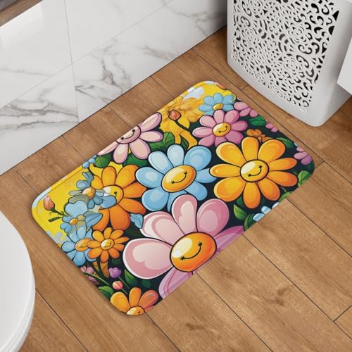 Fußmatte für den Innen- und Außenbereich, 40,6 x 61 cm, rutschfeste Willkommens-Fußmatten, waschbare Bodenmatte, Cartoon-niedliche Blumen, Türteppiche für den Eingangsbereich, super saugfähiger Fußmatte für den Innen- und Außenbereich, 40,6 x 61 cm, rutschfeste Willkommens-Fußmatten, waschbare Bodenmatte, Cartoon-niedliche Blumen, Türteppiche für den Eingangsbereich, super saugfähiger von QMNSEHF