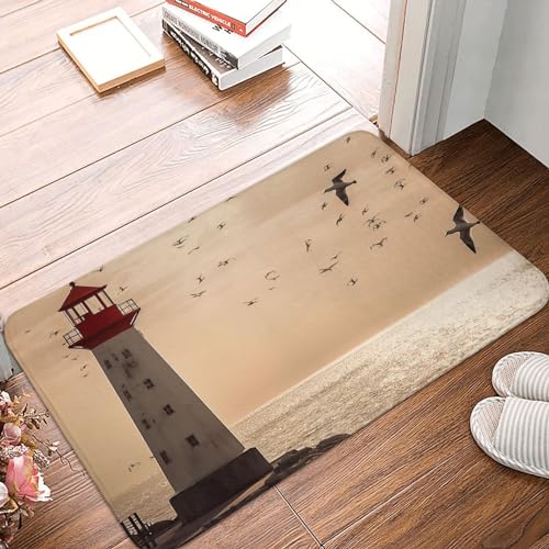 Fußmatte für den Innen- und Außenbereich, 40,6 x 61 cm, rutschfeste Willkommens-Fußmatten, waschbare Bodenmatte, Leuchtturm und Möwe, Türteppiche für den Eingangsbereich, super saugfähiger Teppich Fußmatte für den Innen- und Außenbereich, 40,6 x 61 cm, rutschfeste Willkommens-Fußmatten, waschbare Bodenmatte, Leuchtturm und Möwe, Türteppiche für den Eingangsbereich, super saugfähiger Teppich von QMNSEHF