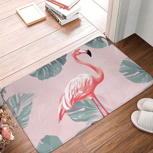 Fußmatte für den Innen- und Außenbereich, 40,6 x 61 cm, rutschfeste Willkommens-Fußmatten, waschbare Bodenmatte, Sommer, Flamingo, Palmblätter, Türvorleger für den Eingangsbereich, super saugfähiger Fußmatte für den Innen- und Außenbereich, 40,6 x 61 cm, rutschfeste Willkommens-Fußmatten, waschbare Bodenmatte, Sommer, Flamingo, Palmblätter, Türvorleger für den Eingangsbereich, super saugfähiger von QMNSEHF