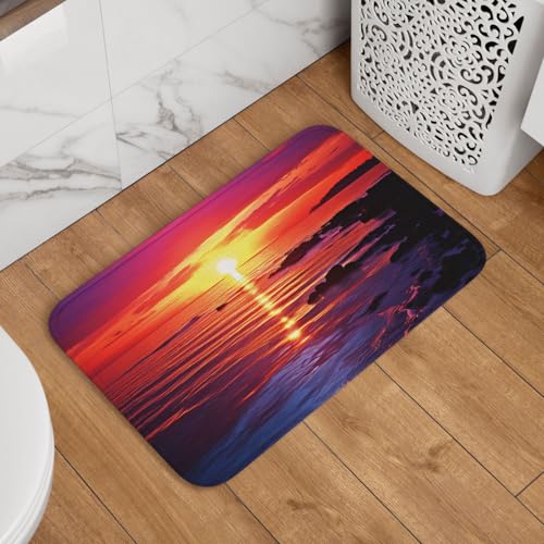 Fußmatte für den Innen- und Außenbereich, 40,6 x 61 cm, rutschfeste Willkommens-Fußmatten, waschbare Bodenmatte, ruhiges Meer, Sonnenuntergang, Türteppiche für den Eingangsbereich, super saugfähiger Fußmatte für den Innen- und Außenbereich, 40,6 x 61 cm, rutschfeste Willkommens-Fußmatten, waschbare Bodenmatte, ruhiges Meer, Sonnenuntergang, Türteppiche für den Eingangsbereich, super saugfähiger von QMNSEHF