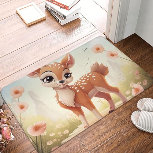 Fußmatte für den Innen- und Außenbereich, 40,6 x 61 cm, rutschfeste Willkommens-Fußmatten, waschbare Bodenmatte, schöne Hirschtürteppiche für den Eingangsbereich, super saugfähiger Teppich Fußmatte für den Innen- und Außenbereich, 40,6 x 61 cm, rutschfeste Willkommens-Fußmatten, waschbare Bodenmatte, schöne Hirschtürteppiche für den Eingangsbereich, super saugfähiger Teppich von QMNSEHF