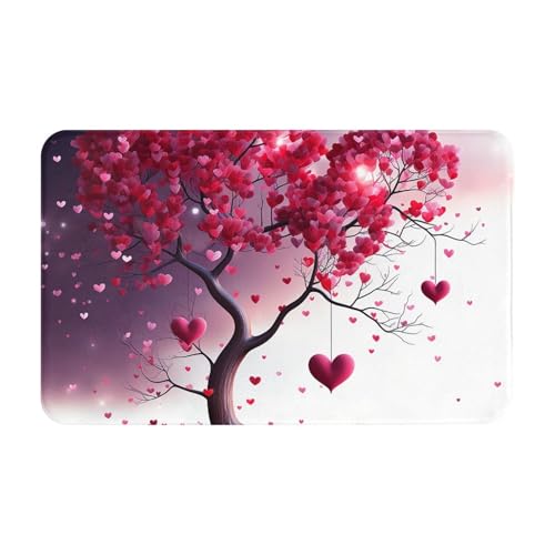 Fußmatte für den Innen- und Außenbereich, 50,8 x 80 cm, rutschfest, waschbar, Fußmatte, romantische Herzen, Blätter, Baum, Türteppiche für den Eingangsbereich, super saugfähig Fußmatte für den Innen- und Außenbereich, 50,8 x 80 cm, rutschfest, waschbar, Fußmatte, romantische Herzen, Blätter, Baum, Türteppiche für den Eingangsbereich, super saugfähig von QMNSEHF