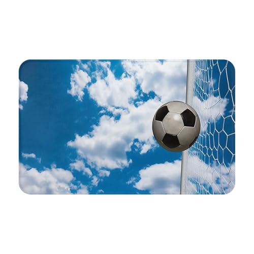 Fußmatte für den Innen- und Außenbereich, 50,8 x 80 cm, rutschfeste Willkommens-Fußmatten, waschbare Bodenmatte, Fußball-blau-himmelig, Türteppiche für den Eingangsbereich, super saugfähiger Teppich Fußmatte für den Innen- und Außenbereich, 50,8 x 80 cm, rutschfeste Willkommens-Fußmatten, waschbare Bodenmatte, Fußball-blau-himmelig, Türteppiche für den Eingangsbereich, super saugfähiger Teppich von QMNSEHF