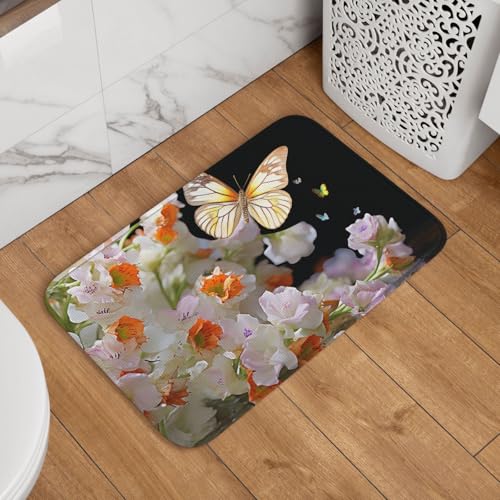 Fußmatte für drinnen und draußen, rutschfest, waschbar, Motiv: Schmetterlinge, Narzissen, Blumen, Türvorleger für den Eingangsbereich, super saugfähig, 40,6 x 61 cm Fußmatte für drinnen und draußen, rutschfest, waschbar, Motiv: Schmetterlinge, Narzissen, Blumen, Türvorleger für den Eingangsbereich, super saugfähig, 40,6 x 61 cm von QMNSEHF