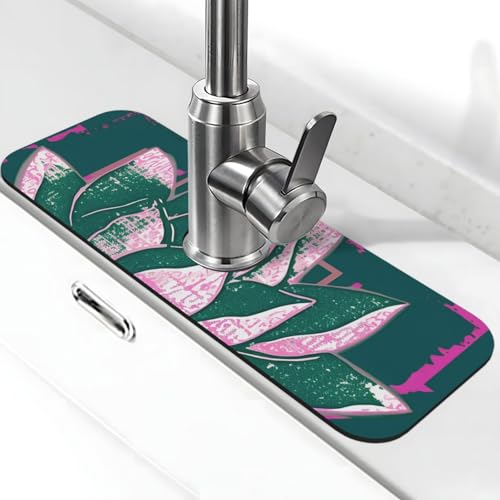 Lotusblüte Namaste Wasserhahnmatte für Küchenspüle, Anti-Rutsch-Wasserhahn-Pad, Spritzfänger, Kieselgur, schnell trocknender Stein, Wasserhahn-Griff, Tropffänger-Tablett, Matte für Badezimmer von QMNSEHF