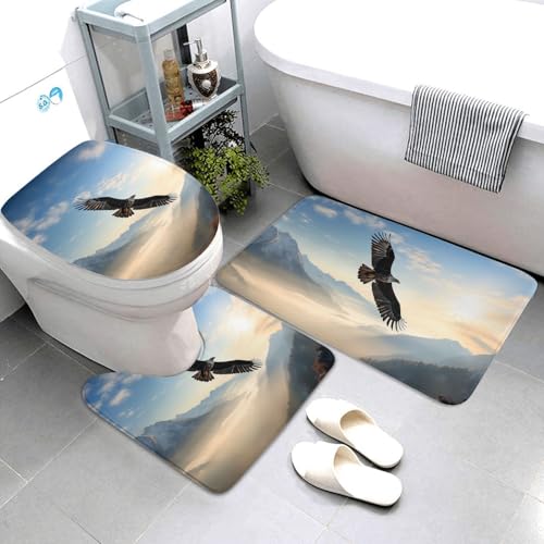 QMNSEHF Adlergebirge Badezimmerteppich-Set, weich, saugfähig, U-förmige Konturmatte, WC-Deckelbezug, rutschfest, für Badezimmer, Duschmatte, 80 x 50 cm, 3-teilig QMNSEHF Adlergebirge Badezimmerteppich-Set, weich, saugfähig, U-förmige Konturmatte, WC-Deckelbezug, rutschfest, für Badezimmer, Duschmatte, 80 x 50 cm, 3-teilig von QMNSEHF