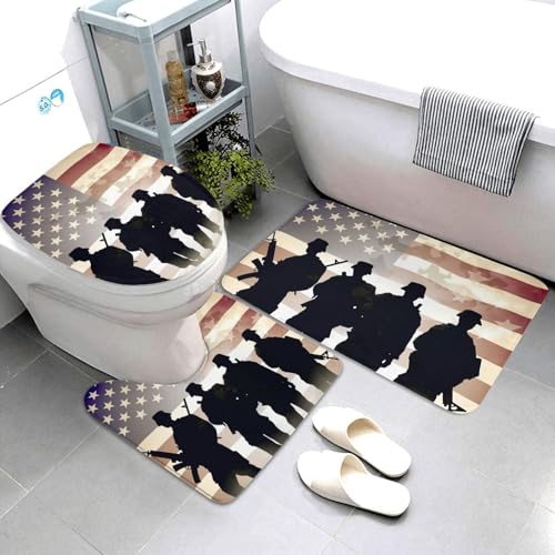 QMNSEHF Armed Forces Day American Badezimmerteppich-Set, weich, saugfähig, Badematten und U-förmige Konturmatte, WC-Deckelbezug, rutschfeste Badteppiche für Badezimmer, Duschmatte, 80 x 50 cm, 3 QMNSEHF Armed Forces Day American Badezimmerteppich-Set, weich, saugfähig, Badematten und U-förmige Konturmatte, WC-Deckelbezug, rutschfeste Badteppiche für Badezimmer, Duschmatte, 80 x 50 cm, 3 von QMNSEHF