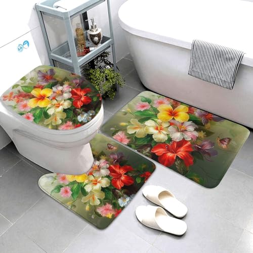 QMNSEHF Badezimmerteppich-Set, 3-teilig, weich, saugfähig, U-förmige Konturmatte, WC-Deckelbezug, rutschfest, für Badezimmer, Duschmatte, 80 x 50 cm QMNSEHF Badezimmerteppich-Set, 3-teilig, weich, saugfähig, U-förmige Konturmatte, WC-Deckelbezug, rutschfest, für Badezimmer, Duschmatte, 80 x 50 cm von QMNSEHF