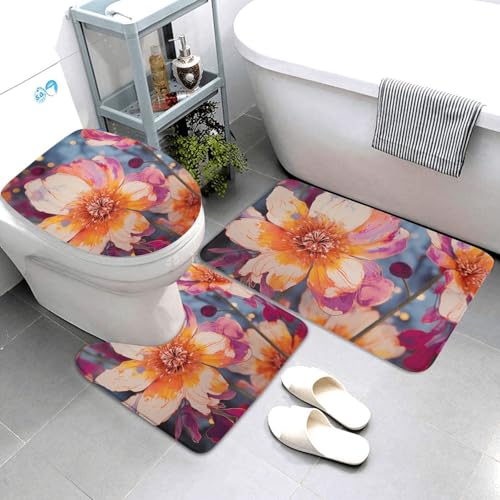 QMNSEHF Badezimmerteppich-Set, 3-teilig, weich, saugfähig, U-förmige Konturmatte, WC-Deckelbezug, rutschfeste Badteppiche für Badezimmer, Duschmatte, 80 x 50 cm QMNSEHF Badezimmerteppich-Set, 3-teilig, weich, saugfähig, U-förmige Konturmatte, WC-Deckelbezug, rutschfeste Badteppiche für Badezimmer, Duschmatte, 80 x 50 cm von QMNSEHF