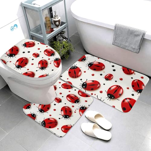 QMNSEHF Badteppich-Set, 3-teilig, weich, saugfähig, U-förmige Konturmatte, WC-Deckelbezug, rutschfest, für Badezimmer, Duschmatte, 80 x 50 cm, Rot QMNSEHF Badteppich-Set, 3-teilig, weich, saugfähig, U-förmige Konturmatte, WC-Deckelbezug, rutschfest, für Badezimmer, Duschmatte, 80 x 50 cm, Rot von QMNSEHF