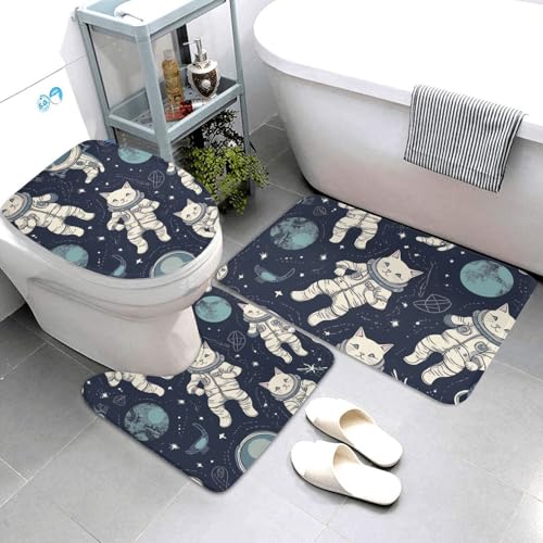 QMNSEHF Lustiges Astronauten-Badezimmerteppich-Set, 3-teilig, weich, saugfähig, Badematten und U-förmige Konturmatte, WC-Deckelbezug, rutschfeste Badteppiche für Badezimmer, Duschmatte, 80 x 50 cm QMNSEHF Lustiges Astronauten-Badezimmerteppich-Set, 3-teilig, weich, saugfähig, Badematten und U-förmige Konturmatte, WC-Deckelbezug, rutschfeste Badteppiche für Badezimmer, Duschmatte, 80 x 50 cm von QMNSEHF