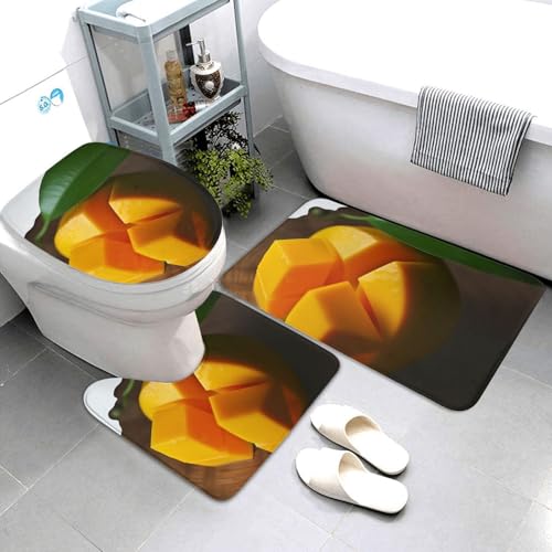 QMNSEHF Mango Badezimmerteppich-Set, weich, saugfähig, U-förmige Konturmatte, WC-Deckelbezug, rutschfeste Badteppiche für Badezimmer, Duschmatte, 80 x 50 cm, 3-teilig QMNSEHF Mango Badezimmerteppich-Set, weich, saugfähig, U-förmige Konturmatte, WC-Deckelbezug, rutschfeste Badteppiche für Badezimmer, Duschmatte, 80 x 50 cm, 3-teilig von QMNSEHF