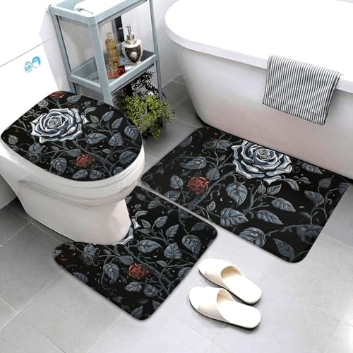 QMNSEHF Rose Gothic Badezimmerteppich-Set, weich, saugfähig, U-förmige Konturmatte, WC-Deckelbezug, rutschfeste Badteppiche für Badezimmer, Duschmatte, 80 x 50 cm, 3-teilig QMNSEHF Rose Gothic Badezimmerteppich-Set, weich, saugfähig, U-förmige Konturmatte, WC-Deckelbezug, rutschfeste Badteppiche für Badezimmer, Duschmatte, 80 x 50 cm, 3-teilig von QMNSEHF