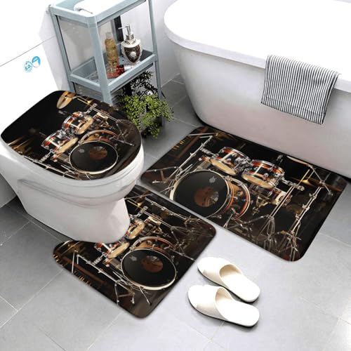 QMNSEHF Trommel-Set, Badezimmerteppich-Set, weich, saugfähig, U-förmige Konturmatte, WC-Deckelbezug, rutschfeste Badteppiche für Badezimmer, Duschmatte, 80 x 50 cm, 3-teilig QMNSEHF Trommel-Set, Badezimmerteppich-Set, weich, saugfähig, U-förmige Konturmatte, WC-Deckelbezug, rutschfeste Badteppiche für Badezimmer, Duschmatte, 80 x 50 cm, 3-teilig von QMNSEHF