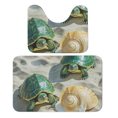 QMNVBDS Badezimmerteppich, 2er-Set, zwei Schildkröten und Muscheln, Badematte, Dekormatte, 50 x 80 cm, rutschfeste Duschmatte, saugfähige Bodenmatte, waschbare Badematten für Tür, Eingang, Badewanne, QMNVBDS Badezimmerteppich, 2er-Set, zwei Schildkröten und Muscheln, Badematte, Dekormatte, 50 x 80 cm, rutschfeste Duschmatte, saugfähige Bodenmatte, waschbare Badematten für Tür, Eingang, Badewanne, von QMNVBDS