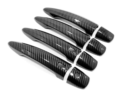 QMTVFSRH Auto Linke Seite Außentürgriff Für N&issan Für X-Trail Für Rogue T33 2021-2024 Fiber Chrome Türgriffabdeckung Aufkleber Styling Zubehör Außengriffe Carbon(Silver 0 Button) von QMTVFSRH