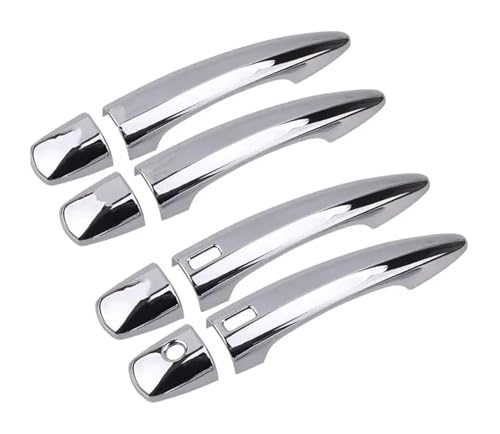 QMTVFSRH Auto Linke Seite Außentürgriff Für N&issan Für X-Trail Für Rogue T33 2021-2024 Fiber Chrome Türgriffabdeckung Aufkleber Styling Zubehör Außengriffe Carbon(Silver 2 Buttons) von QMTVFSRH
