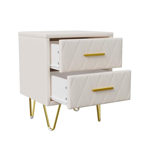 Nachttisch 2er Set, Beistelltisch mit 2 Schubladen aus PU-Leder, Moderner Nachtschrank, Schlichte Nachtkommode, Holz Nachtkonsole Telefontisch,Sofatisch Couchtisch für Schlafzimmer/Wohnzimmer Nachttisch 2er Set, Beistelltisch mit 2 Schubladen aus PU-Leder, Moderner Nachtschrank, Schlichte Nachtkommode, Holz Nachtkonsole Telefontisch,Sofatisch Couchtisch für Schlafzimmer/Wohnzimmer von QMTXBYJ