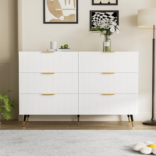 QMTXBYJ Kommode mit 6 Schubladen,120cm Sideboard Komodenschrank,120 x 40 x 77cm,Weiß Sideboard Küchenschrank,Moderne Kommode Büromöbel,Kommode für Schlafzimmer, Wohnzimmer, Arbeitszimmer Flur QMTXBYJ Kommode mit 6 Schubladen,120cm Sideboard Komodenschrank,120 x 40 x 77cm,Weiß Sideboard Küchenschrank,Moderne Kommode Büromöbel,Kommode für Schlafzimmer, Wohnzimmer, Arbeitszimmer Flur von QMTXBYJ