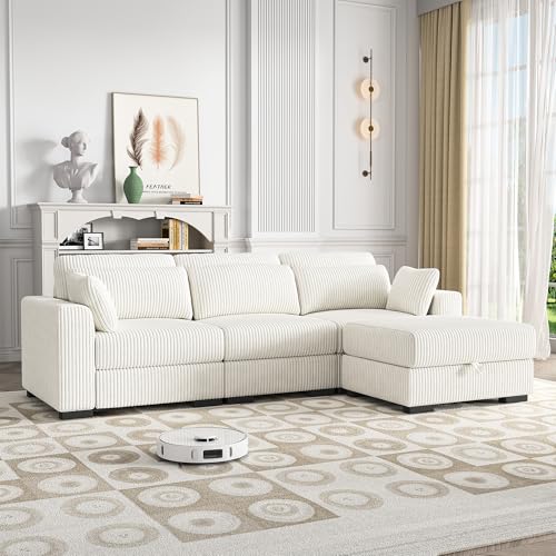 QMTXBYJ Modernes Ecksofa 3 Sitzer Sofa mit 1 Stauraum-Ottomane, Dreisitzer Stoffsofa aus Cordstoff, Großes Sektionssofa mit Kissen, Modulares Sofa, Eckcouch in L-Form Rechts/Links für Wohnzimmer QMTXBYJ Modernes Ecksofa 3 Sitzer Sofa mit 1 Stauraum-Ottomane, Dreisitzer Stoffsofa aus Cordstoff, Großes Sektionssofa mit Kissen, Modulares Sofa, Eckcouch in L-Form Rechts/Links für Wohnzimmer von QMTXBYJ