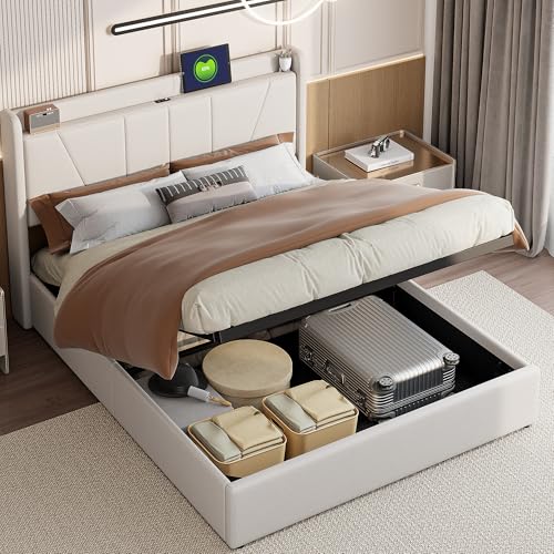 QMTXBYJ Polsterbett Doppelbett 160x200 cm, Hydraulisches Bett 160x200 mit Bettkasten und Lattenrost, Staufach-Kopfteil mit USB Ladestation, Stauraumbett Funktionsbett aus Massivholz und Leinen QMTXBYJ Polsterbett Doppelbett 160x200 cm, Hydraulisches Bett 160x200 mit Bettkasten und Lattenrost, Staufach-Kopfteil mit USB Ladestation, Stauraumbett Funktionsbett aus Massivholz und Leinen von QMTXBYJ