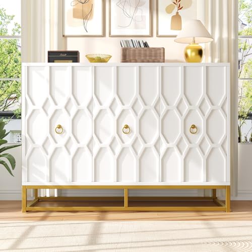 QMTXBYJ Sideboard Küche,Sideboard Kommode mit Einzigartigem Wellendesign und Goldenen Griffen und Füßen,Küchenschrank mit Arbeitsplatte,Küchenbuffet für Wohnzimmer und Esszimmer,120 x 40 x 85cm QMTXBYJ Sideboard Küche,Sideboard Kommode mit Einzigartigem Wellendesign und Goldenen Griffen und Füßen,Küchenschrank mit Arbeitsplatte,Küchenbuffet für Wohnzimmer und Esszimmer,120 x 40 x 85cm von QMTXBYJ