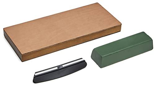 QMYBROW Leder Strop Block mit Compound, Winkelführung, Messer Strop Kit, rutschfester Leder Stropping Block zum Schärfen, Honen Messer, gerader Rasierer, Holzschnitzer Meißel von QMYBROW