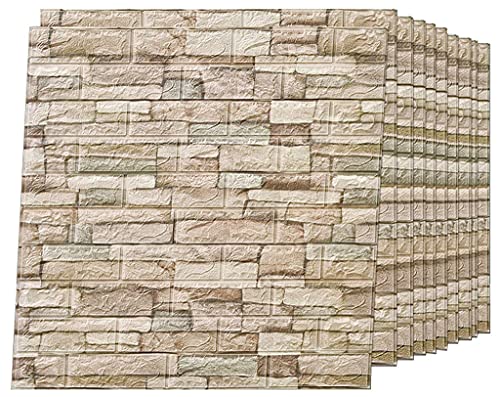 3D Tapete Steinoptik Selbstklebend Wandpaneele Ziegel Tapete, Schaumstoff Wandverkleidung Für Badezimmer Küchen Wohnzimmer 70 X 77 Cm Umweltschutz Und Wasserdicht D,10 pcs von QMZDXH