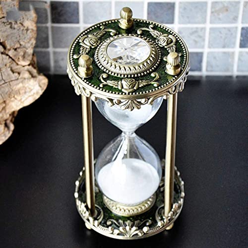 Antike Sanduhr Zeitmesser Stundenglas 30 Minuten Metall-Sanduhr Vintage Messing Weiß Sand Uhr Sanduhr Zeitmesser Glas Timer Für Home - Office-Schreibtisch Vintage Sanduhr von QMZDXH