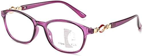 Photochrome Lesebrille, Bifokal Gleitsichtbrille, Blaulichtfilter Computerbrille, Sehstärke Sonnenbrille, Damen Vintage Brille, Entspiegelt Dioptrie +1,00 Bis +3,00 Purple,+2.00 von QMZDXH