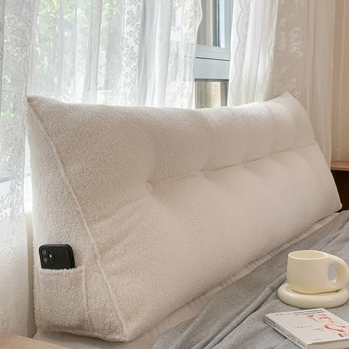 QMZDXH Bett Lesekissen, Groß Rueckenkissen, Dreieckiges Kissen, kopfteil rückenlehne, cosylift für Bett, Keilkissen für Bett und Sofa geeignet mit praktischem Seitenfach F,150cm von QMZDXH