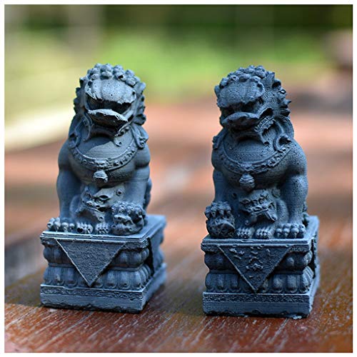QMZDXH EIN Paar Fu FOO-Hunde Statue, Feng Shui Fu Dog Dekoration, Chinesisches Traditionelles Glücksverheißendes Zement Guardian Wehren Schlechte Energie von QMZDXH