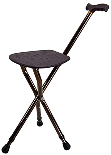 QMZDXH Tragbarer Klappsitz Gehstock Höhenverstellung, Camp Hocker Stuhl Wanderstock Cane, 83-93 cm Cane Sitz 350 Pfund Kapazität Combo Stühle Hocker Klappstöcke, Braun von QMZDXH