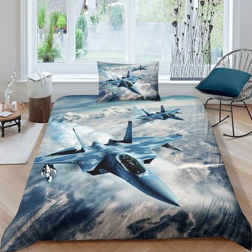 QMena F22 Fighter Jet Bettbezug Schlafhilfe Steppdeckenbezug Mit Liebe Military Aircraft Bed Linen Sets Verschiedene Größen Bettdeckenbezug Verstecktes Scharnier Bettwäsche Garnitur Single(135x200cm) QMena F22 Fighter Jet Bettbezug Schlafhilfe Steppdeckenbezug Mit Liebe Military Aircraft Bed Linen Sets Verschiedene Größen Bettdeckenbezug Verstecktes Scharnier Bettwäsche Garnitur Single(135x200cm) von QMena