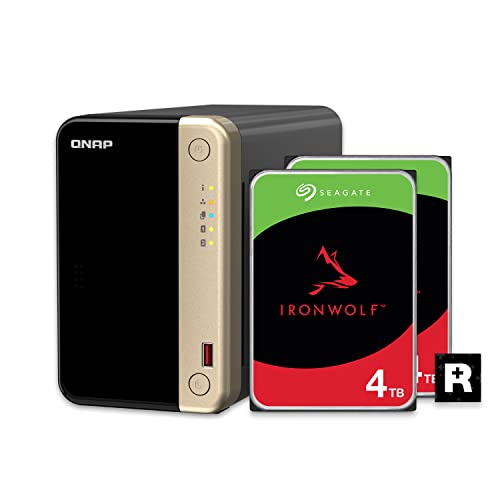 QNAP TS-264-8G-24ST-US 2 Bay Hochleistungs-Desktop-NAS mit 4 TB Speicherkapazität, vorkonfiguriertes RAID 1 Seagate IronWolf HDD Bundle von QNAP