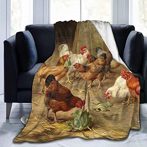 Bauernhof Huhn Kuscheldecke 150x200 cm Flauschige Wohndecke für Sofa Couch Bett, Weiche Warme Flanell Fleecedecke als Tagesdecke Sofaüberwurf Wolldecke oder Couchdecke von QNDYH