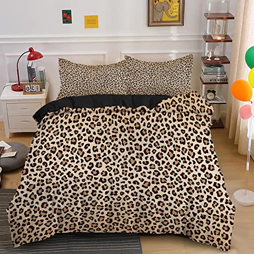 QNDYH Bettwäsche 90x200 Leopardenmuster Bettbezug 90x200 mit Reißverschluss, Weiche Hypoallergen Bettbezüge + 1 Kissenbezug 80x80 cm, für Teenager von QNDYH