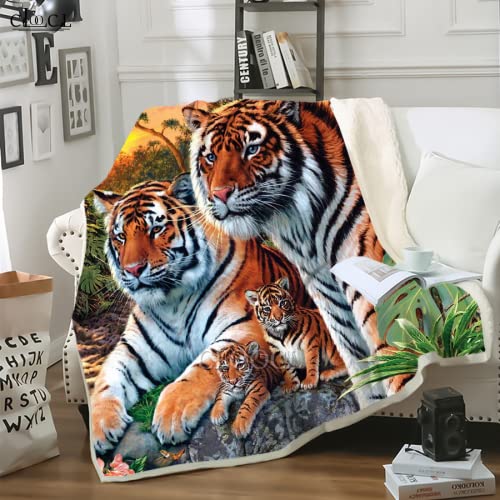 Kuscheldecke 150x200 cm Tiger Flauschige Wohndecke für Sofa Couch Bett, Weiche Warme Flanell Fleecedecke als Tagesdecke Sofaüberwurf Wolldecke oder Couchdecke von QNDYH