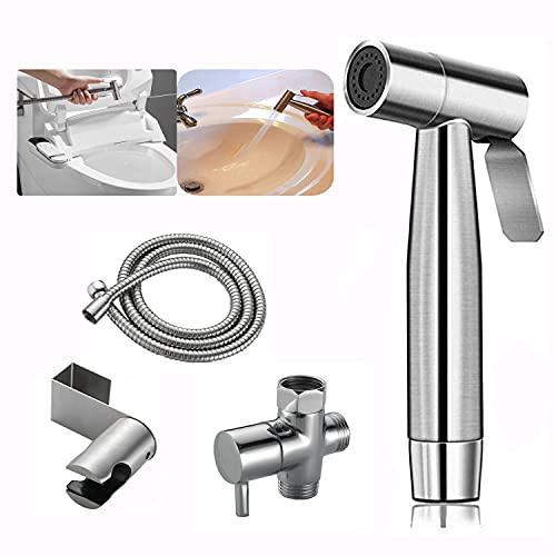 Handgehaltener WC-Bidet-Sprühkopf, Sprühaufsatz für die Toilette mit 50°-Schlauch und Wandhalterung, Badezimmer-Bidet-Sprühdusche für Damenwäsche, Baby-Stoffwindelwaschmaschine reliable von QNGSAK
