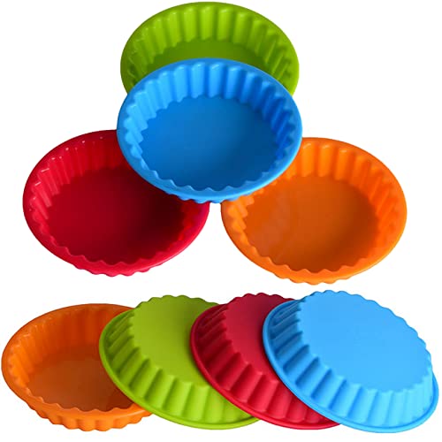 QNLEMON Silikon Backform Rund, 12 Stück Wiederverwendbare Mini Tarteform Antihaft Kuchenform Gebäck Backformen Obsttorten Quicheformen von QNLEMON