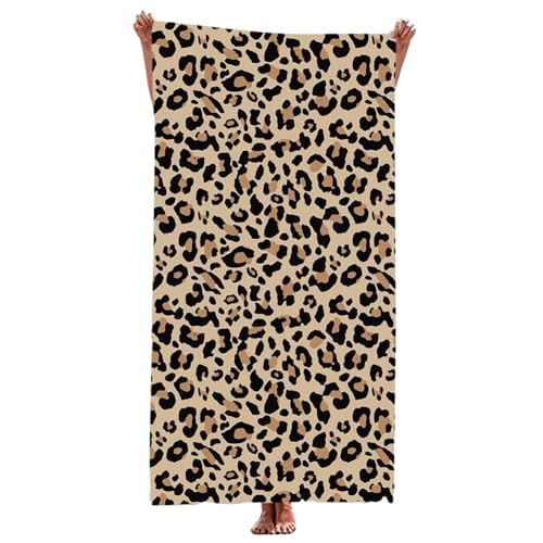 QNUOXEP Leopard Drucken Strandtuch, Leopard Beach Towel, Sandfreie Schnell Trocknende Und Leichte Stranddecke.Badetuch,Für Frauen Und Mädchen, Pool-Handtüche,Großes Format 75 * 150cm von QNUOXEP