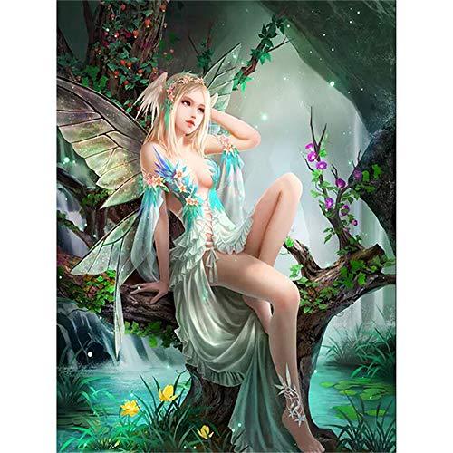 5D Diamant Malerei Kits Diy Europa Amerika Stil Sexy Engel Elf Mädchen Handgemachtes Geschenk Home Art Diamond Painting 40X50Cm von QNWLKJ