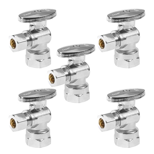 1/2" FIP x 3/8" Kompressions-Absperrventil, Chrom, gerade – bleifreies Messing, Absperrung mit 1/4-Drehung for Sanitäranforderungen(5Pack Angle Stop Valve) von QNZTUZLON