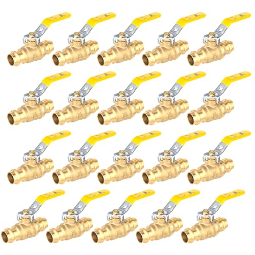 1/2 Zoll Messing-Kugelhahn mit vollem Durchgang, X-Press-Kugelhahn for Kupferrohre – O-Ring, 1/4-Drehung, Absperrung, zertifiziert(1/2 Inch 20Pack) von QNZTUZLON