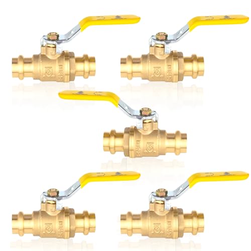 1/2 Zoll Messing-Kugelhahn mit vollem Durchgang, X-Press-Kugelhahn for Kupferrohre – O-Ring, 1/4-Drehung, Absperrung, zertifiziert(1 Inch 5Pack) von QNZTUZLON