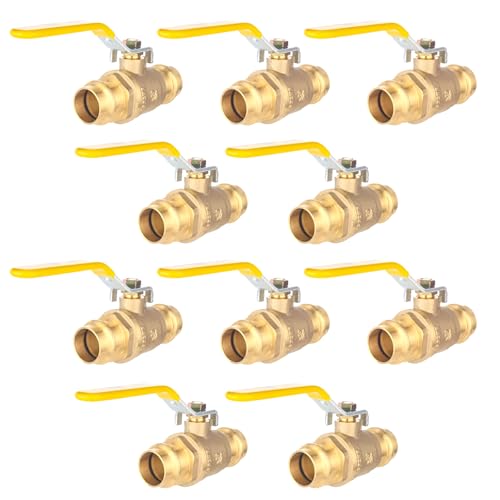1/2 Zoll Messing-Kugelhahn mit vollem Durchgang, X-Press-Kugelhahn for Kupferrohre – O-Ring, 1/4-Drehung, Absperrung, zertifiziert(3/4 Inch 10Pack) von QNZTUZLON