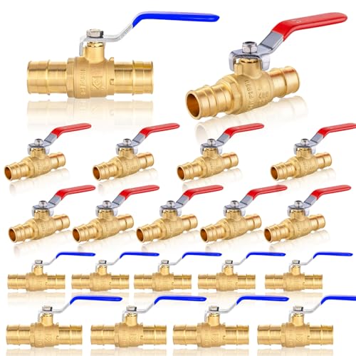1/2 Zoll bis 3/4 Zoll PEX A Expansionskugelhahn – Volldurchlass-Absperrventil aus Messing for heißes und kaltes Wasser(100pack 1/2Inch) von QNZTUZLON
