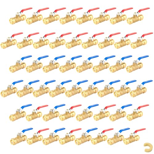 Bleifreier Messing-Kugelhahn mit Steckverbindung – 1/2 Zoll und 3/4 Zoll – Werkzeuglose Absperrung for PEX/CPVC/Kupfer – Zertifiziert(1Inch 50Pack) von QNZTUZLON