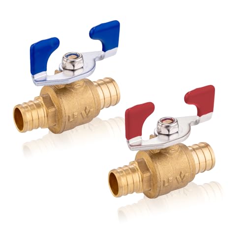 PEX Crimp-Kugelhahn, 1/2 Zoll und 3/4 Zoll, Absperrventil mit vollem Durchgang und Griff for heißes und kaltes Wasser – langlebiges DZR-Messing(2pack 3/4Inch) von QNZTUZLON
